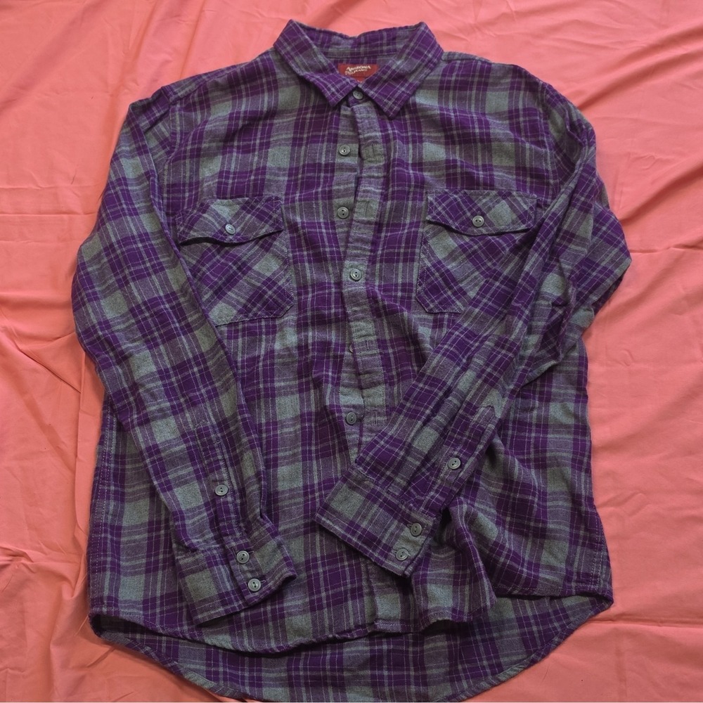 Arizona Jean Co Men's L Multicolor Plaid Long Sleeve Button-Up Shirt Pockets
